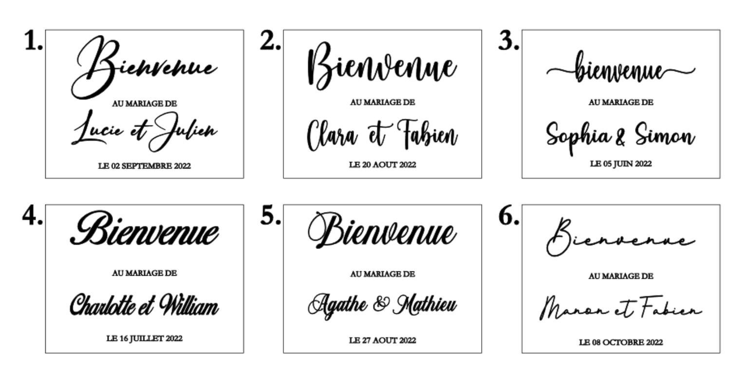 Pancarte transparente en acrylique plexiglas panneau bienvenue à notre  mariage texte personnalisable avec prénoms des mariés et date -  France