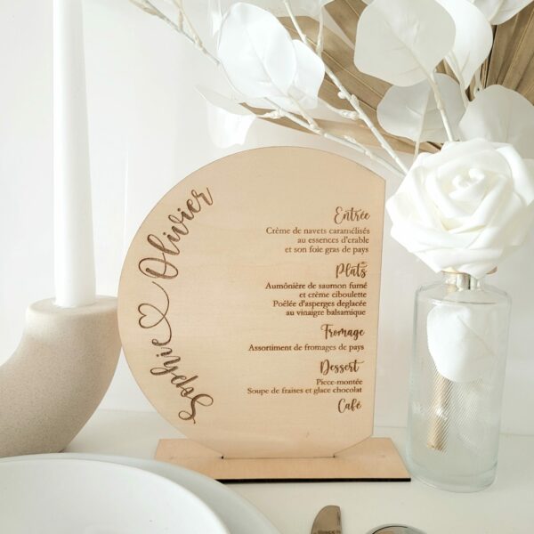 Menu Table Bois Demi Arche Coeur