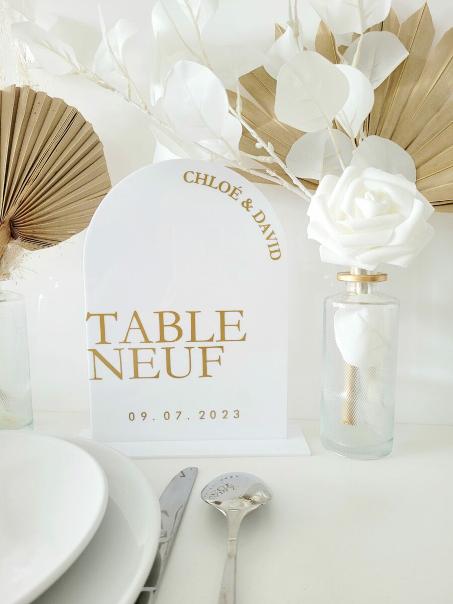 Numéro de table blanc mariage personnalisé