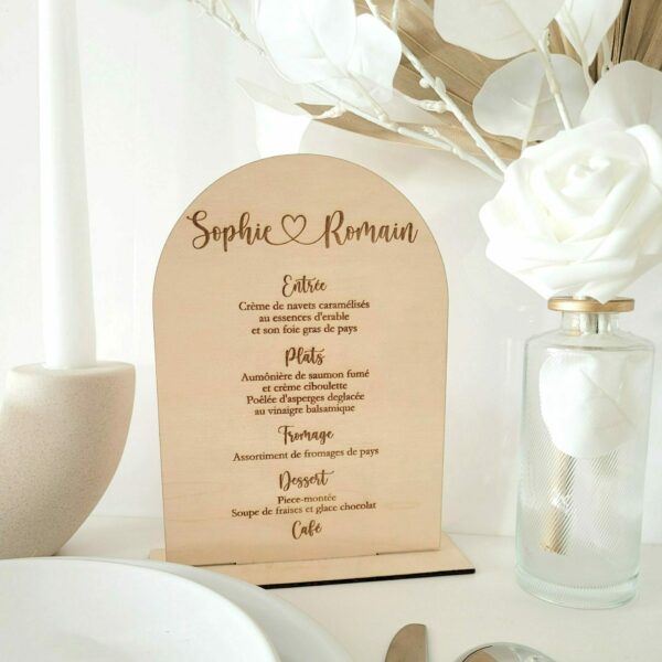 Menu Table Bois Arche Coeur