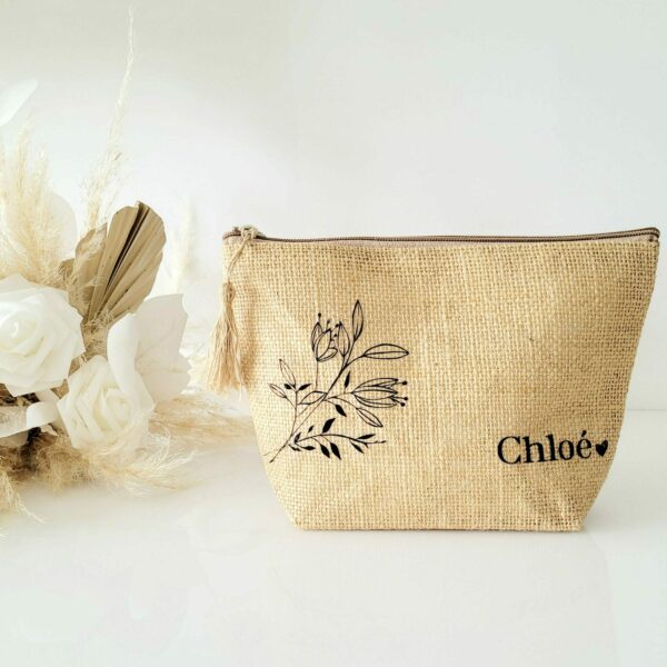 Pochette Jute motif Fleurs