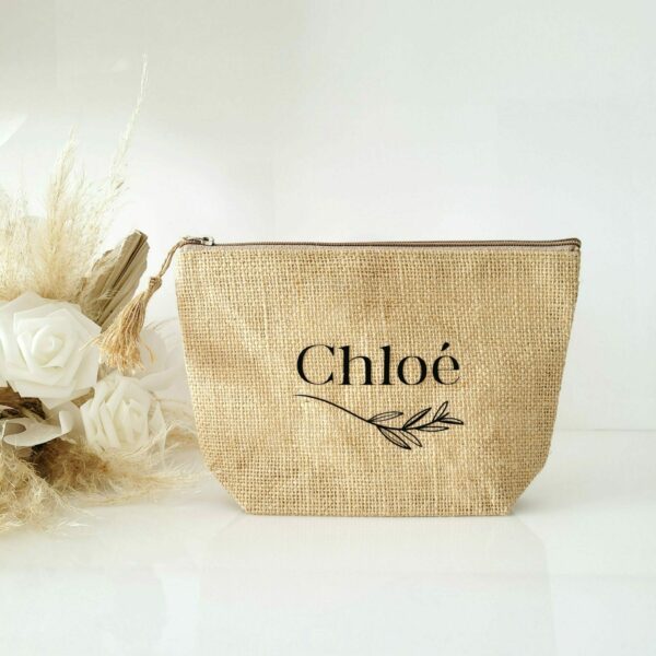 Pochette Jute motif Fleurs Chloé