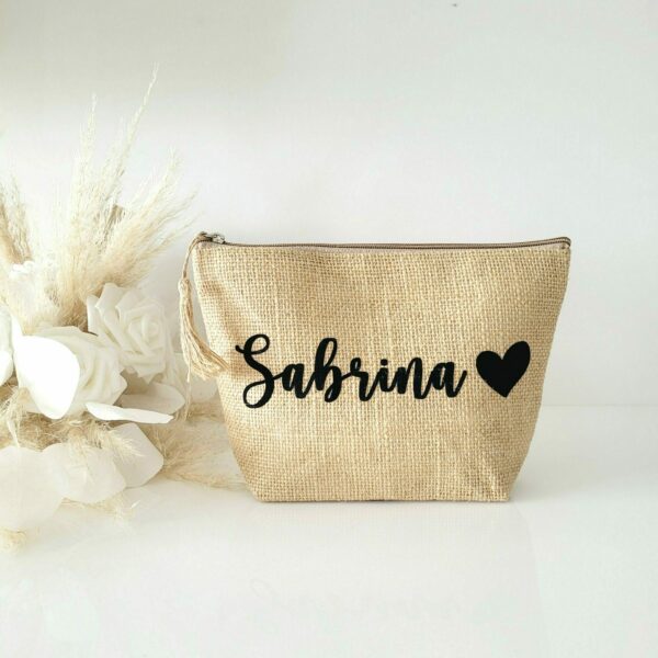 Pochette Jute motif Prénom Coeur