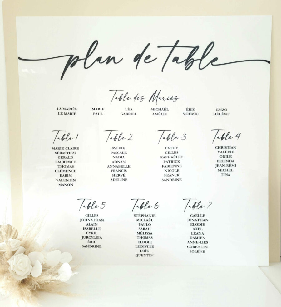 Plan de Table Mariage personnalisé