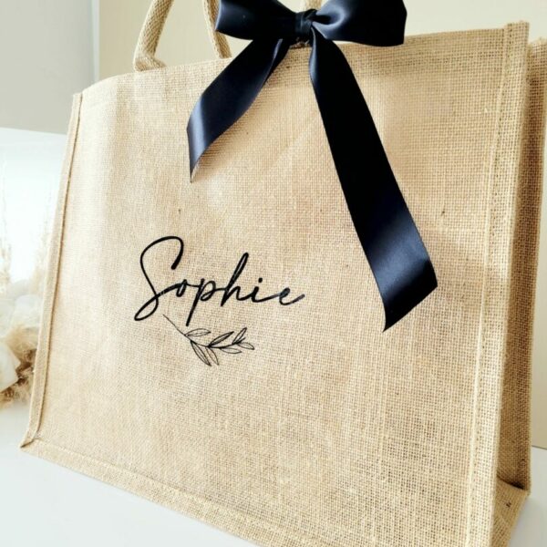 Sac Jute Modèle Prénom Fleurs 4