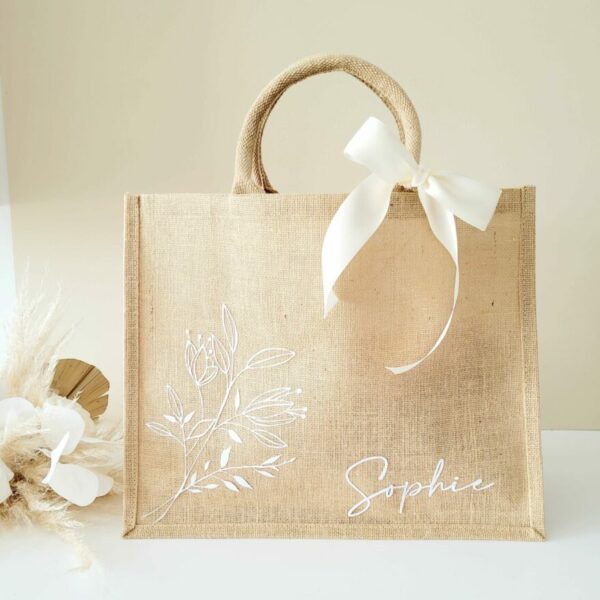 Sac Jute Modèle Prénom Fleurs 2