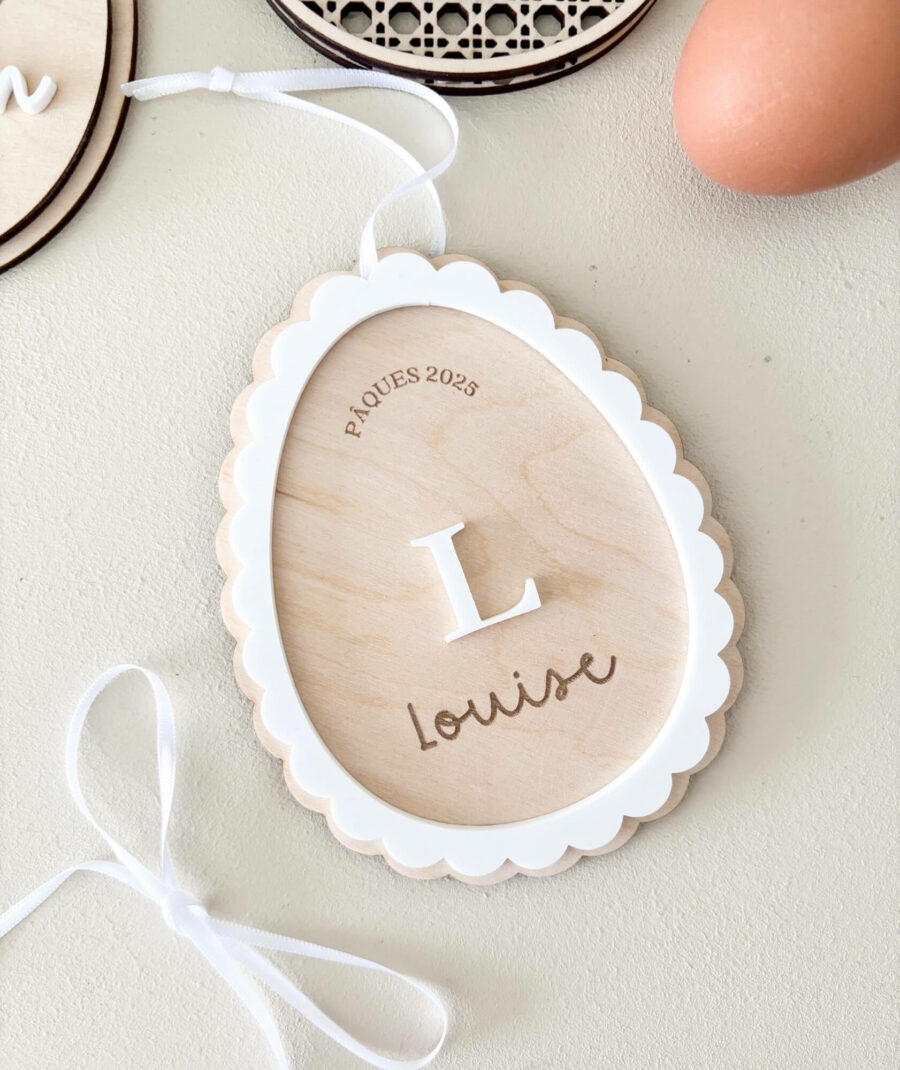 Oeufs pâques personnalisé en bois