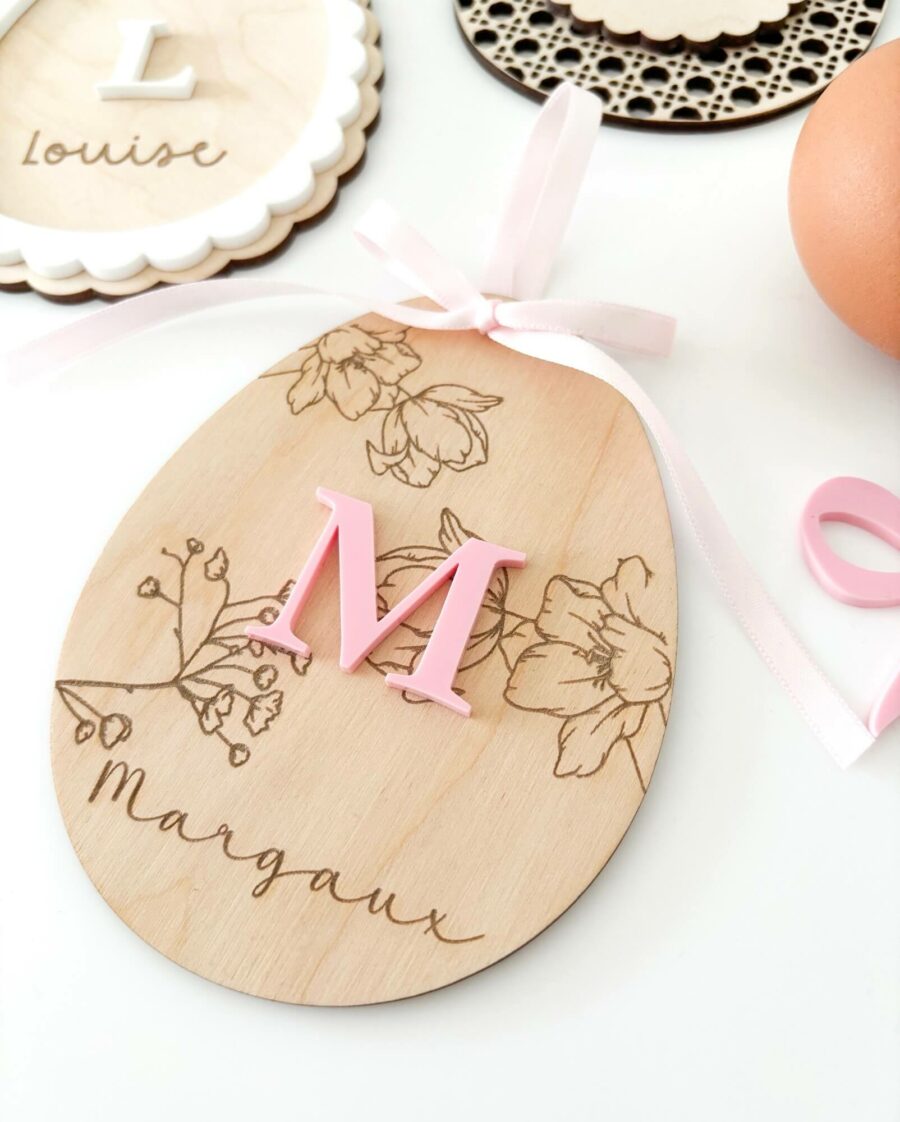Oeufs pâques personnalisé en bois