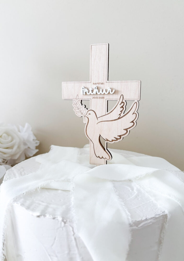 Cake topper baptême personnalisé