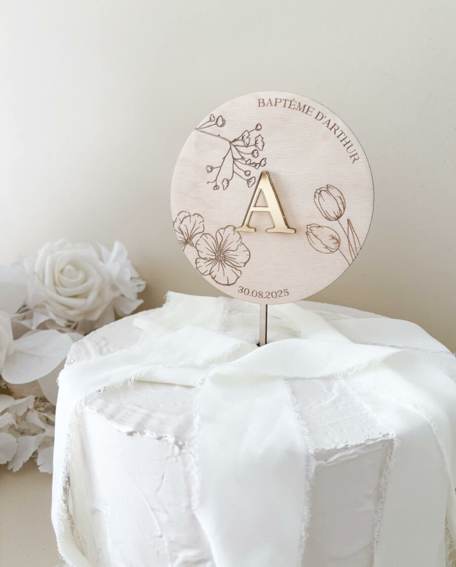 Cake topper baptême personnalisé