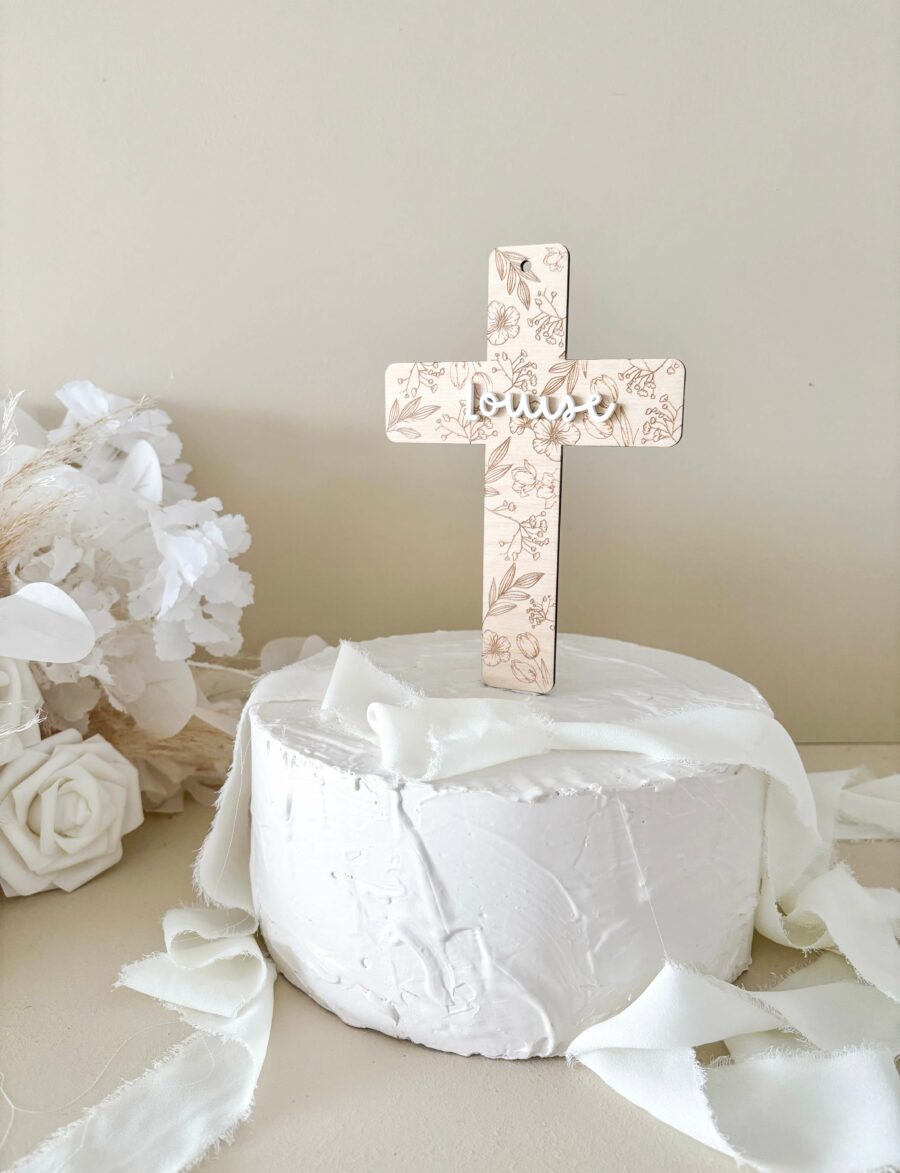 Cake topper baptême personnalisé