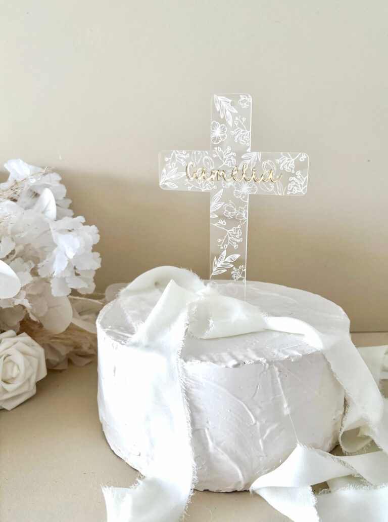 Cake topper baptême personnalisé
