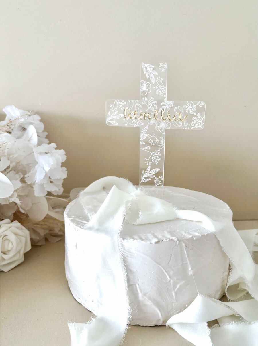 Cake topper baptême personnalisé