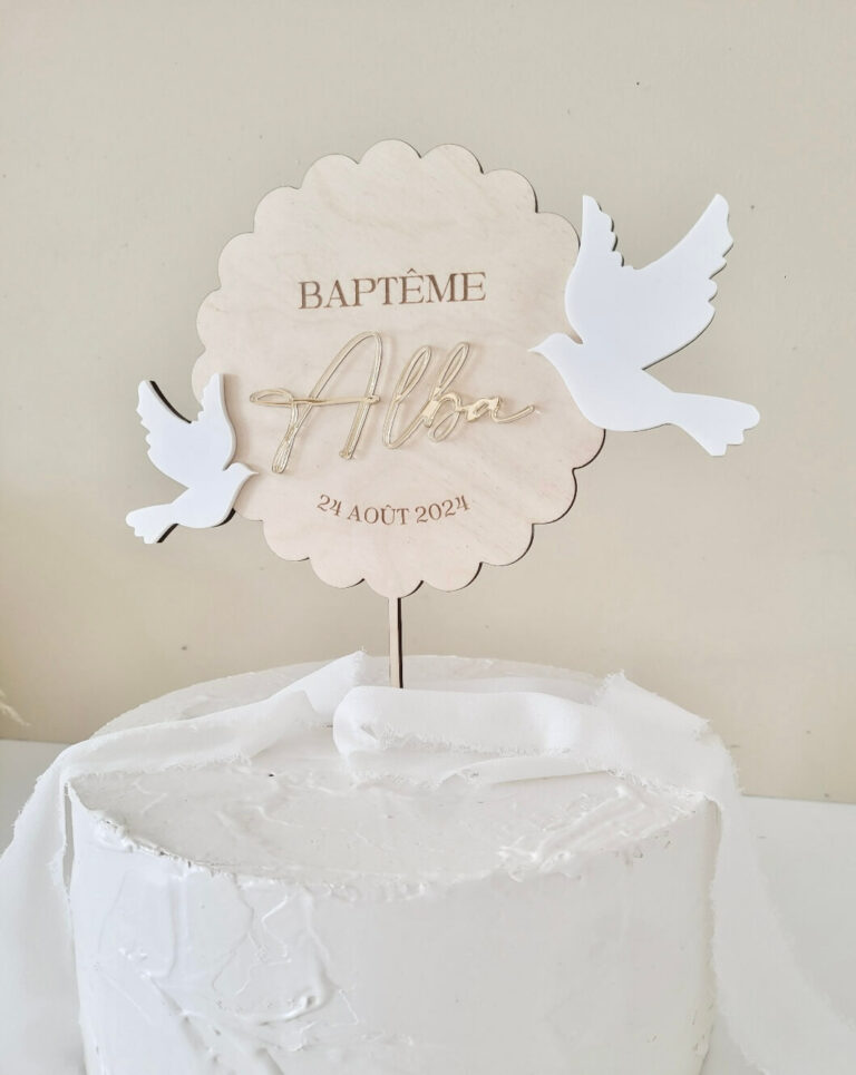 Cake topper baptême personnalisé
