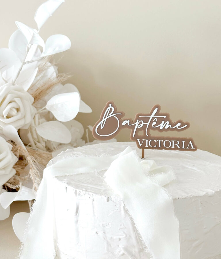 Cake topper baptême personnalisé