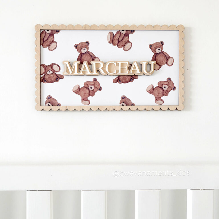 Affiche naissance personnalisée ourson