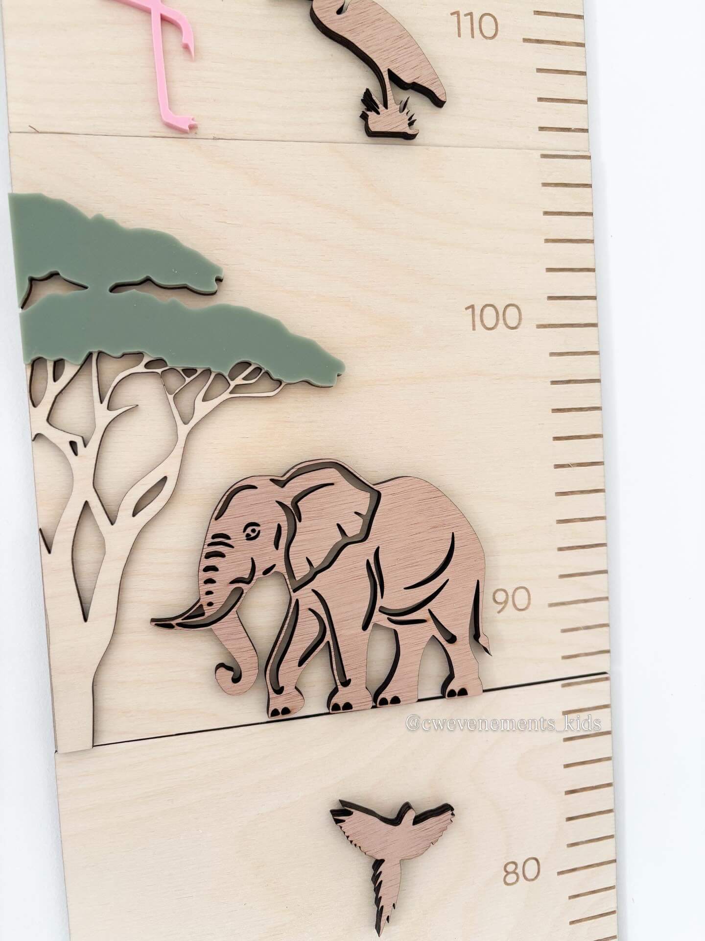 Toise jungle/savane enfant personnalisée bois