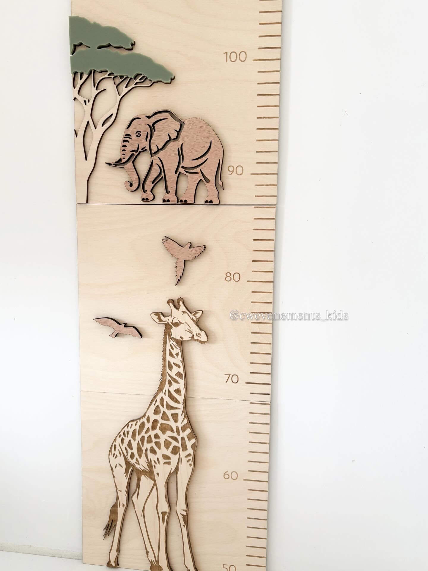 Toise jungle/savane enfant personnalisée bois