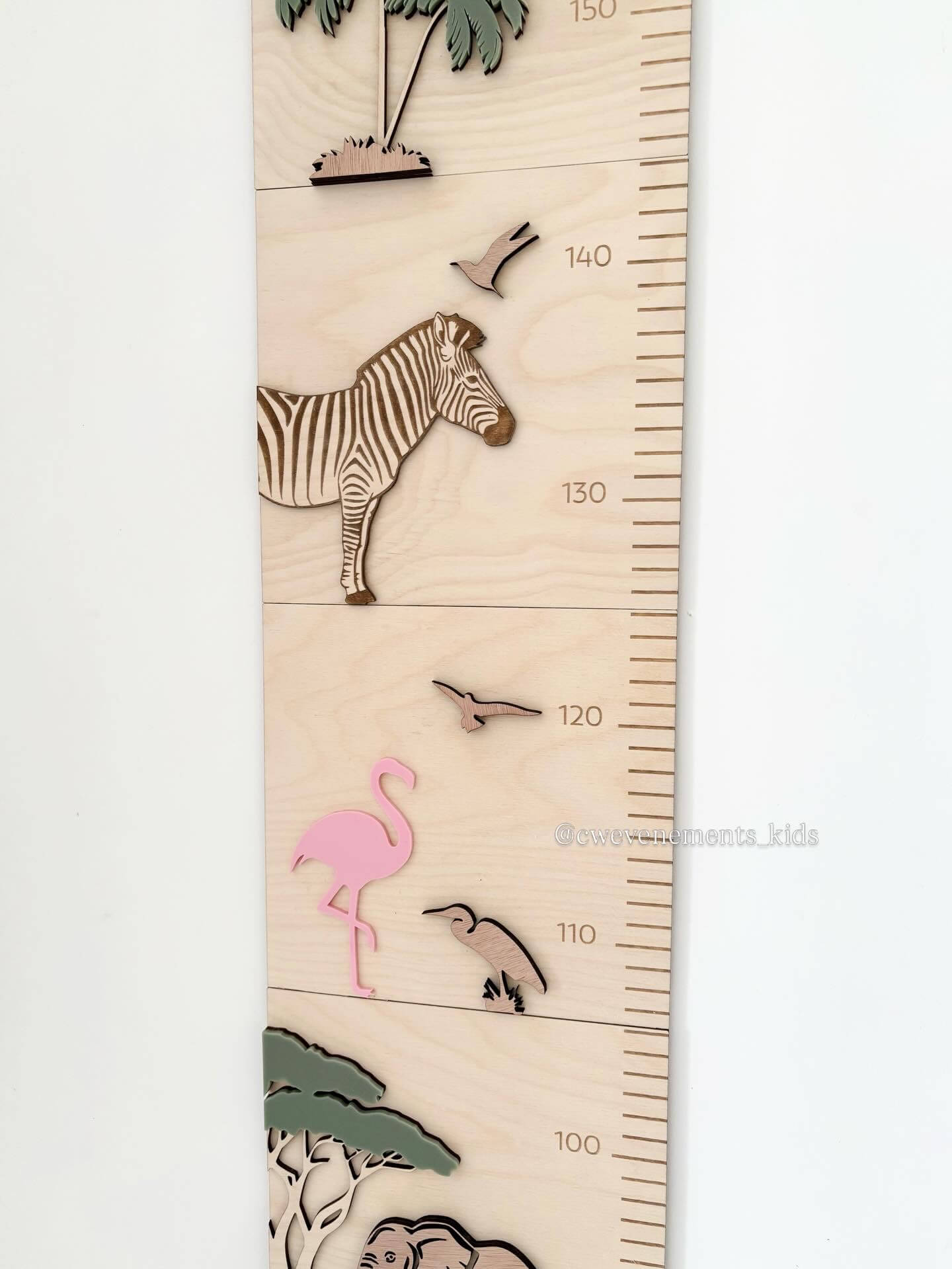 Toise jungle/savane enfant personnalisée bois